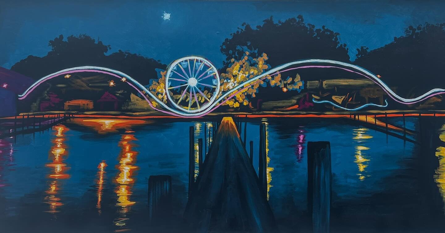 Arnold&rsquo;s Park at Night
Acrylic on Canvas
3&rsquo; x 5&rsquo; 
2019
.
.
.
.
.
.
.
#acrylicpainting #acrylic #lakeart #okobojiart #lakeokoboji #arnoldspark #ferriswheel #midwestart #midwestartist