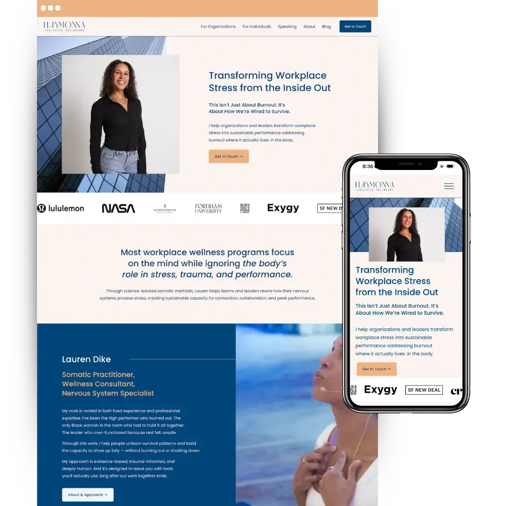 Atlanta wellness website designed in Squarespace for Harmonna