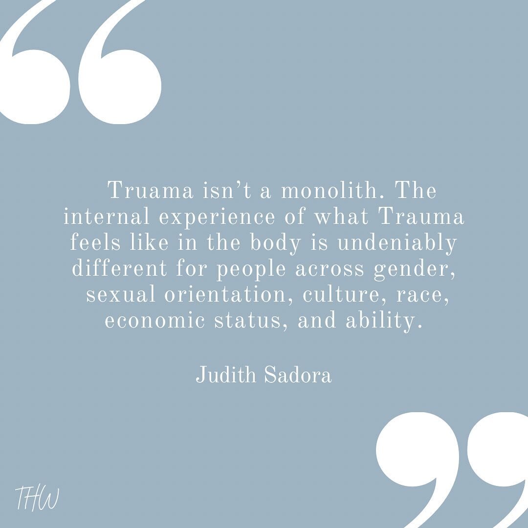 TRAUMA&bull; Truama isn&rsquo;t a monolith. The internal experience of what Trauma feels like in the body is undeniably different for people across gender, sexual orientation, culture, race, economic status, and ability. 

&bull;

Are you a clinician