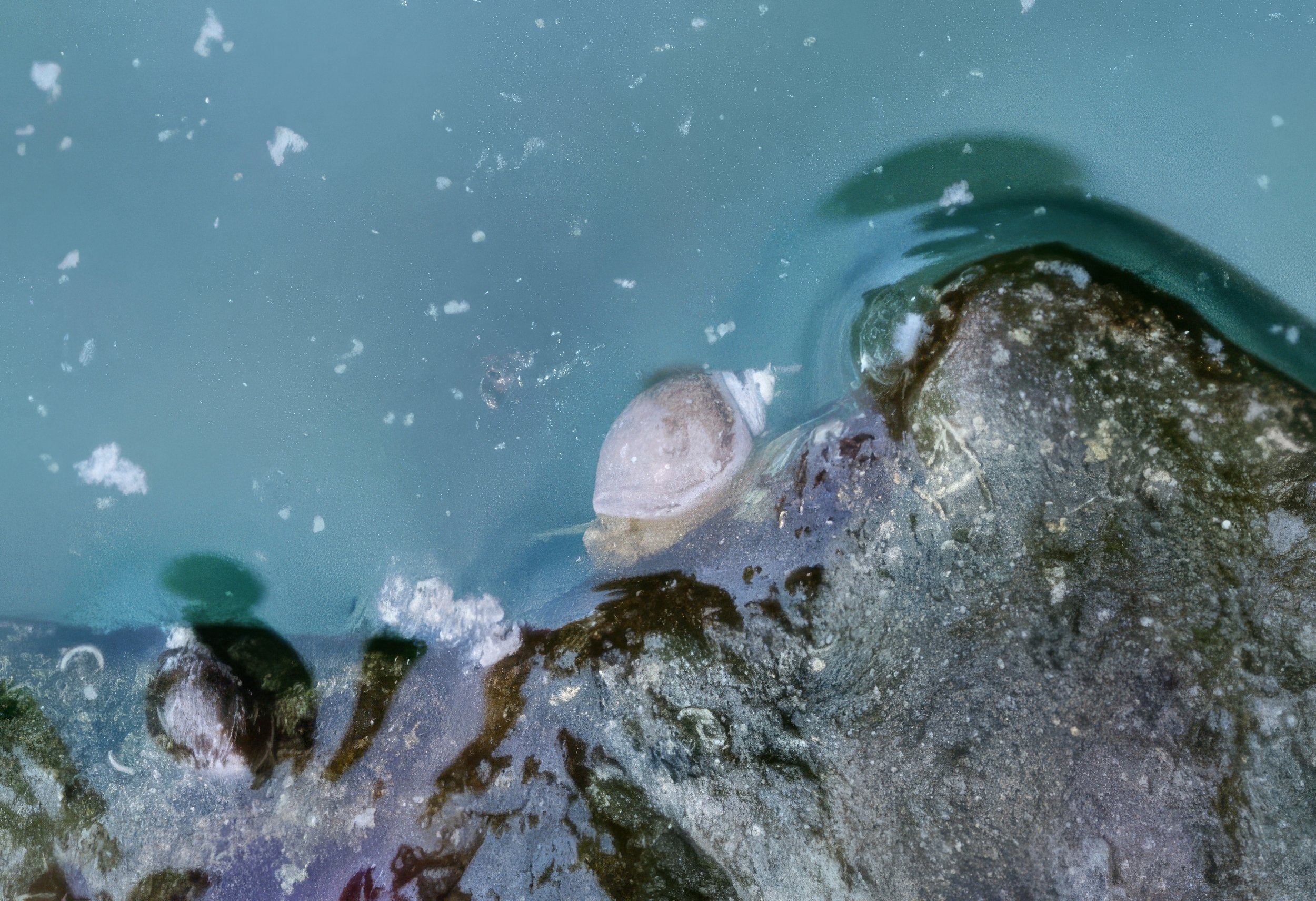 The Banff Spring Snail on the rocky edges of a sulphorous hot spring.