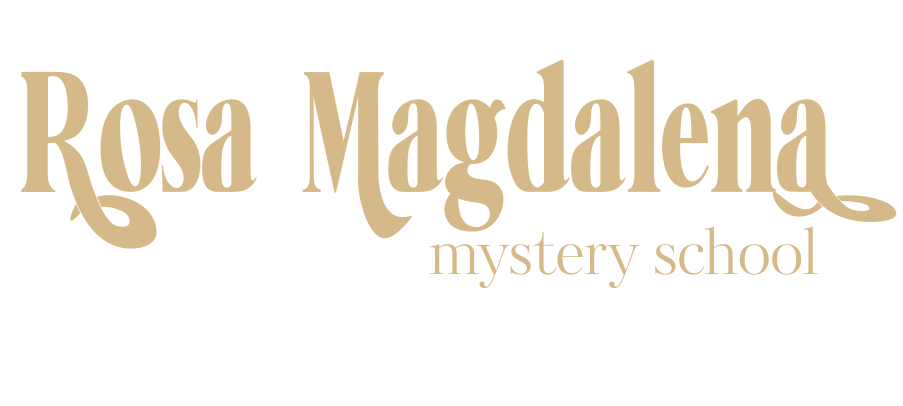 Text that reads "Rosa Magdalena mystery school" in stylized font.