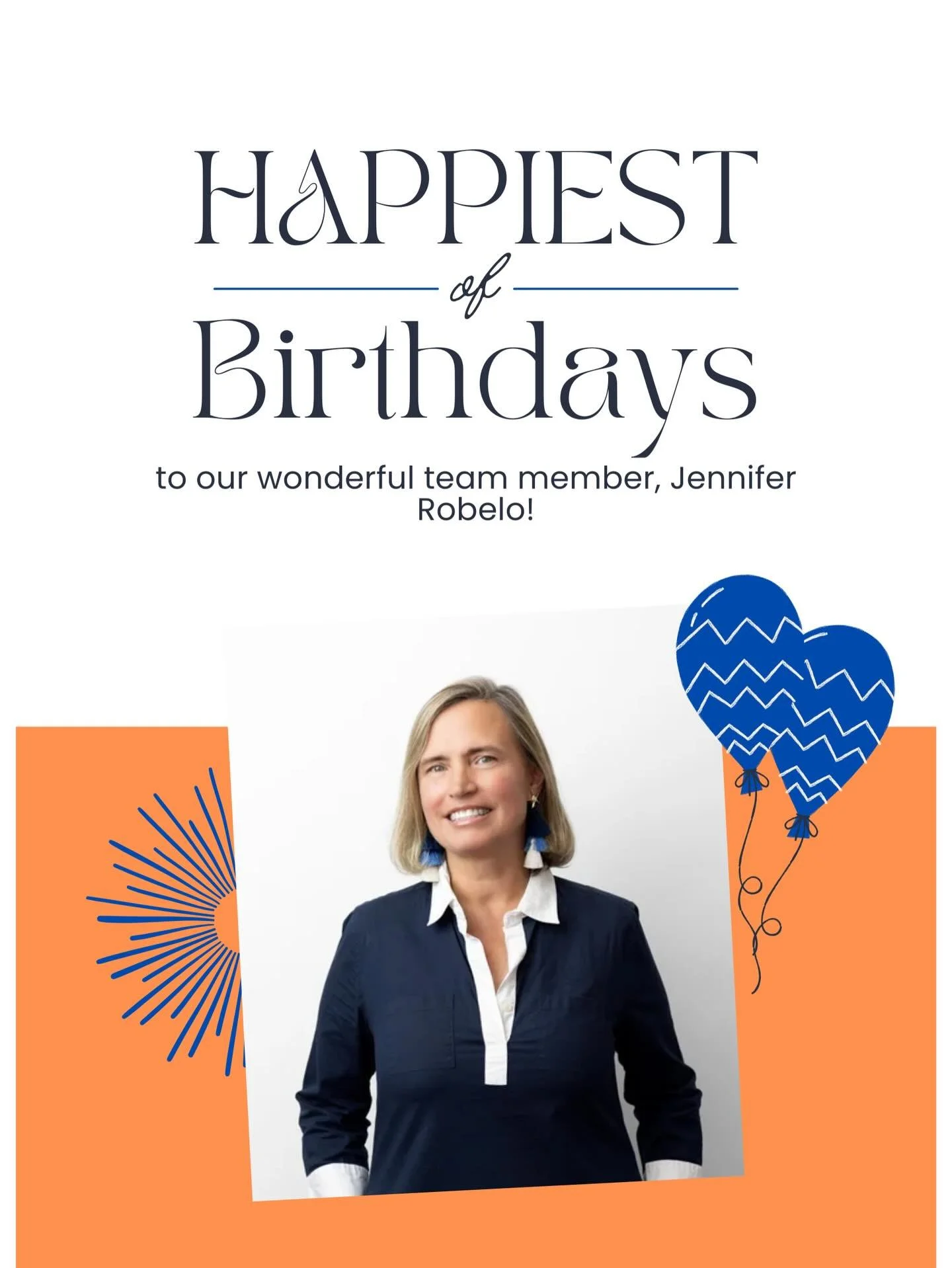 Happy Birthday, Jennifer! 🎉

We&rsquo;re so grateful for the positivity, kindness, and dedication you bring to our team each day. You truly make a difference!

Wishing you a year full of joy, laughter, and all the happiness you deserve! 🧡💙✨