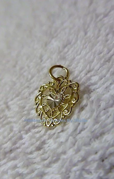 KREMENTZ 10k Yellow GOLD Heart Scroll Pendant