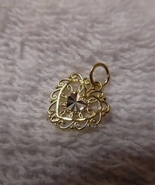 KREMENTZ 10k Yellow GOLD Heart Scroll Pendant