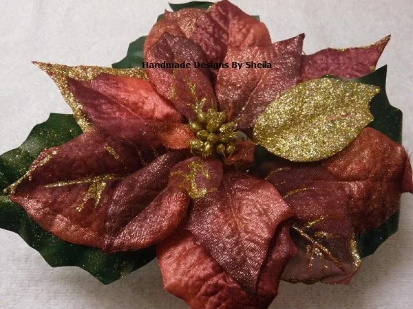 BURGUNDY SILK POINSETTIA DECOR