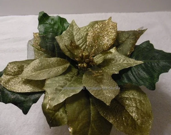 Silk Olive Poinsettia Tabletop Decor
