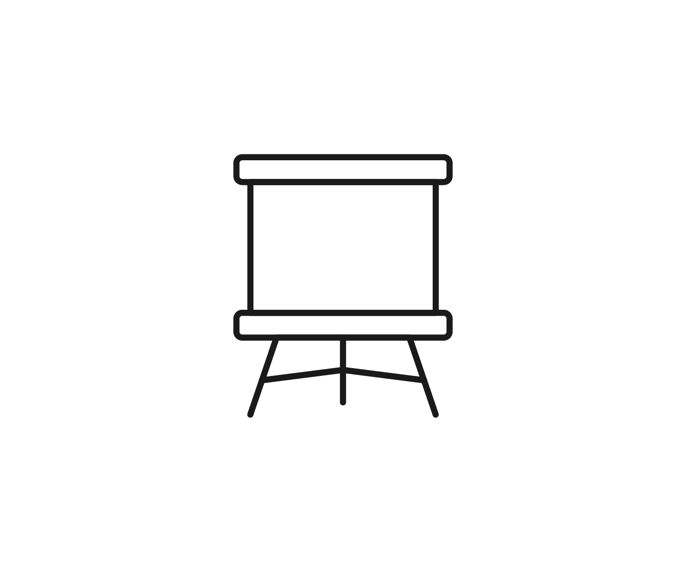 Outline of a whiteboard on a stand from the front view