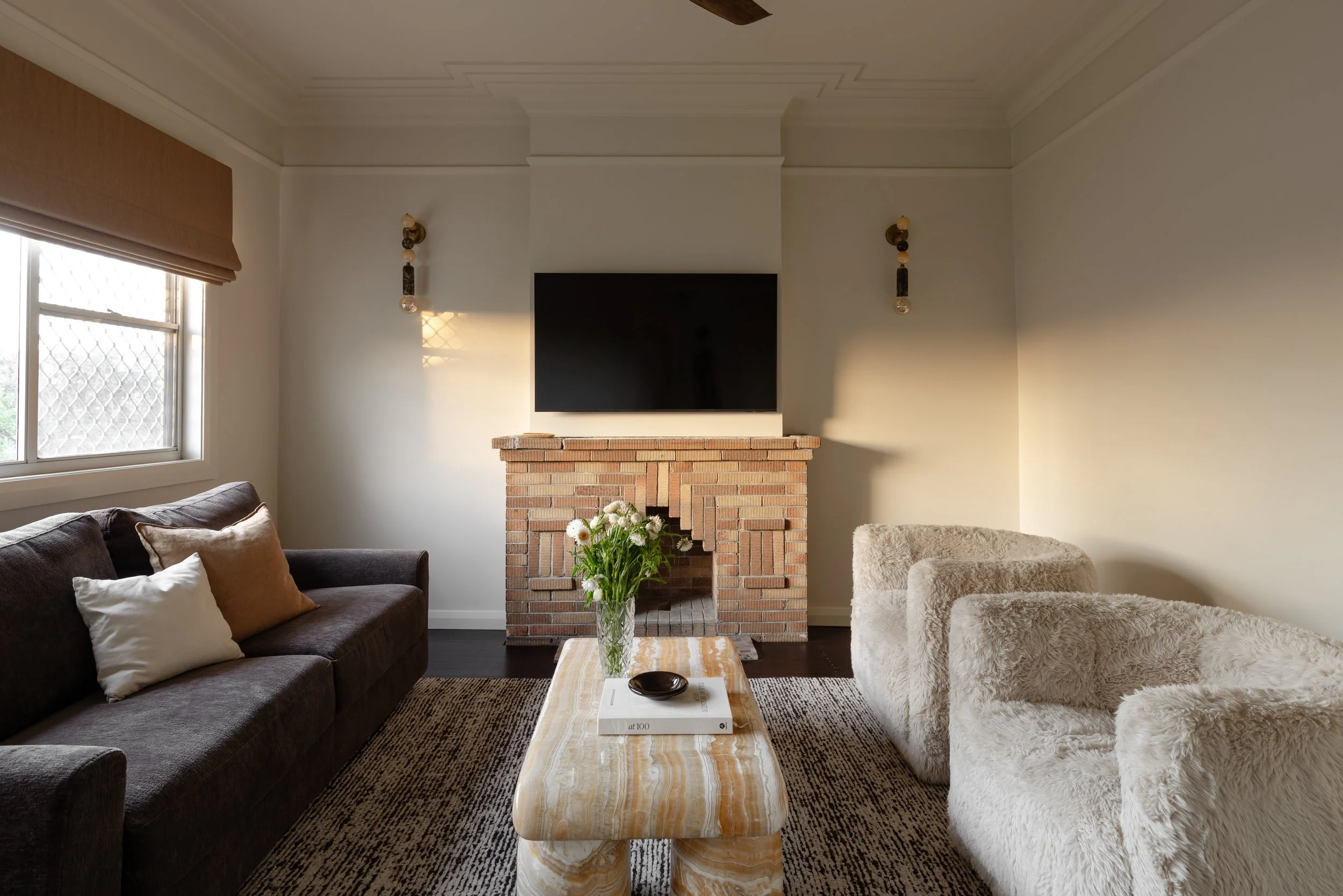 Living room with fireplace