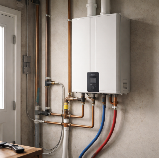 two water heaters side by side tankless versus storage tank