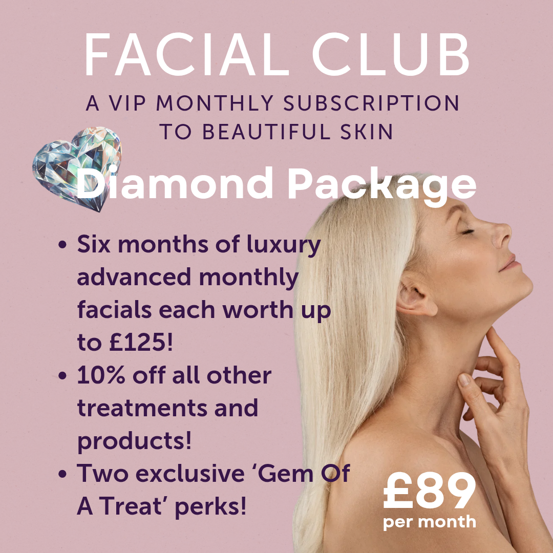 Join Facial Club in Haywards Heath. The Diamond Package offers a facial a month worth upto £120, 10% off all treatments and an exclusive perk for just £85 per month.
