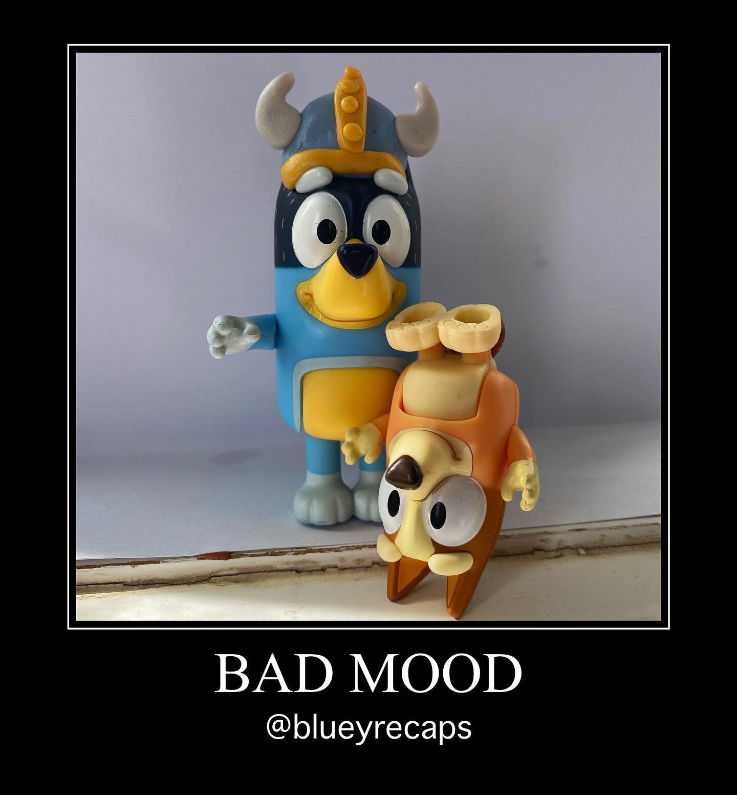 Bluey Recap: Bad Mood (#2.43)
#bestbits: Bingo&rsquo;s giggles
#lifelesson: you can always get out of a bad mood, and kids are NOT their behaviours 
.
Bingo runs giggling to hide behind a couch and eat a biscuit she&rsquo;s stolen... unfortunately fo