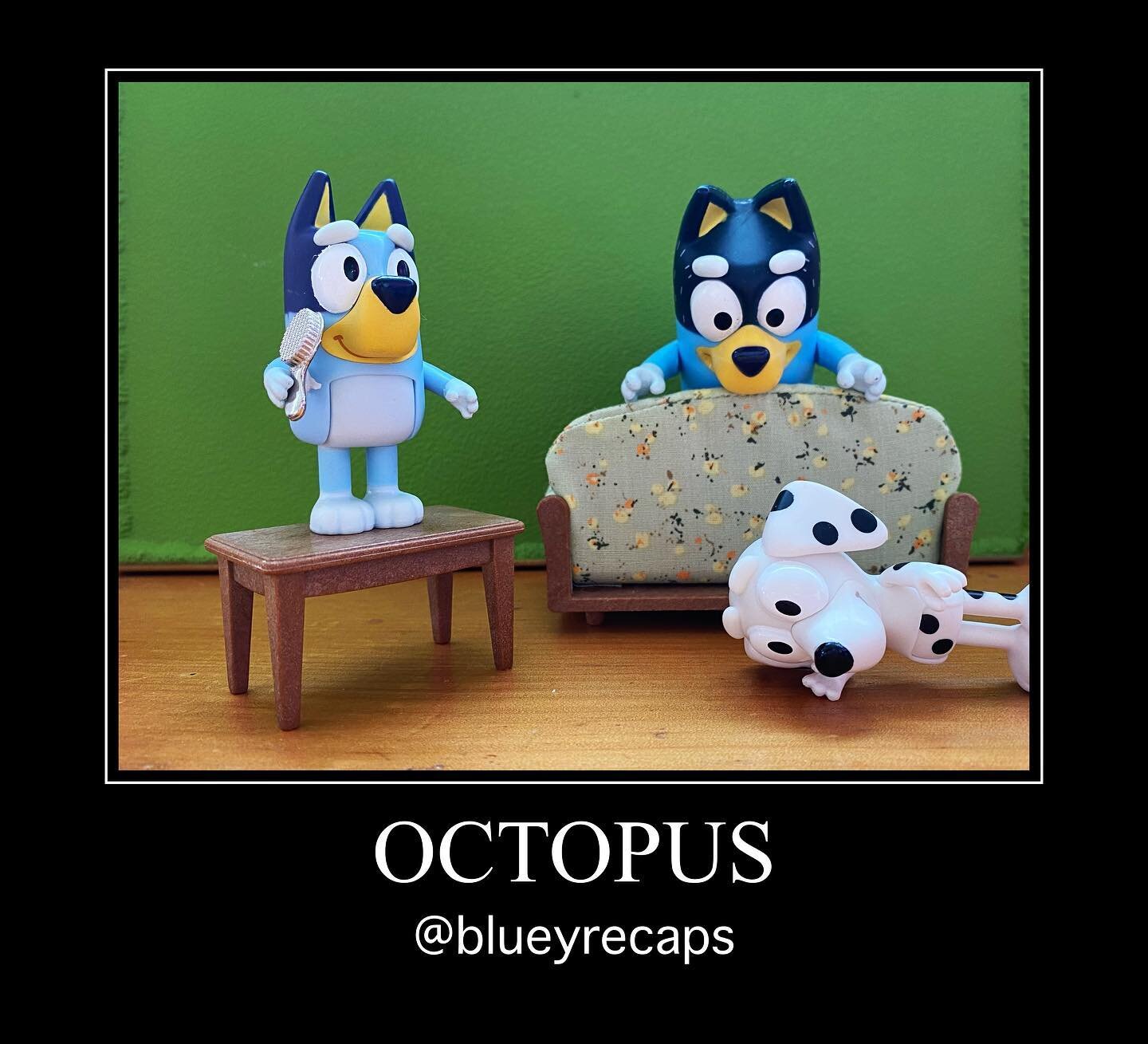 Bluey Recap: Octopus (#2.44)
#bestbits: Chloe&rsquo;s Dad #nerdburger
#lifelesson: Octopi have tentacles, and a family that nerds together, stays together
.
Chloe is at The Heeler&rsquo;s house having a play date with Bluey. They are setting up to pl