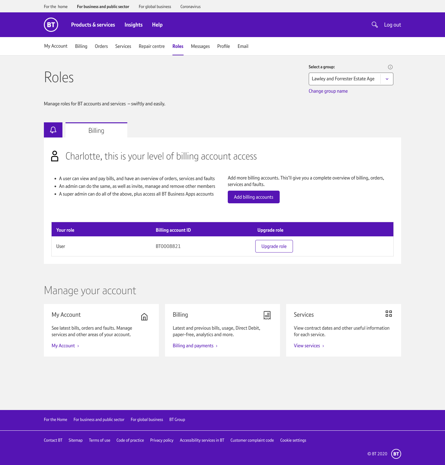 Users & Permission - Billing user role non managed account.png