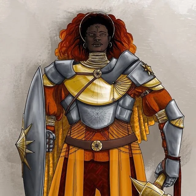 [Character Creation] Sketch for a D&amp;D character. ☀️ Meet Juta - a kind and helpfull protector who fights for &quot;good&quot; in the name of the Sun-god [ #art #digitalart #drawing #drawings #sketch #sketchbook #sketching #dnd #dndcharacterart #p
