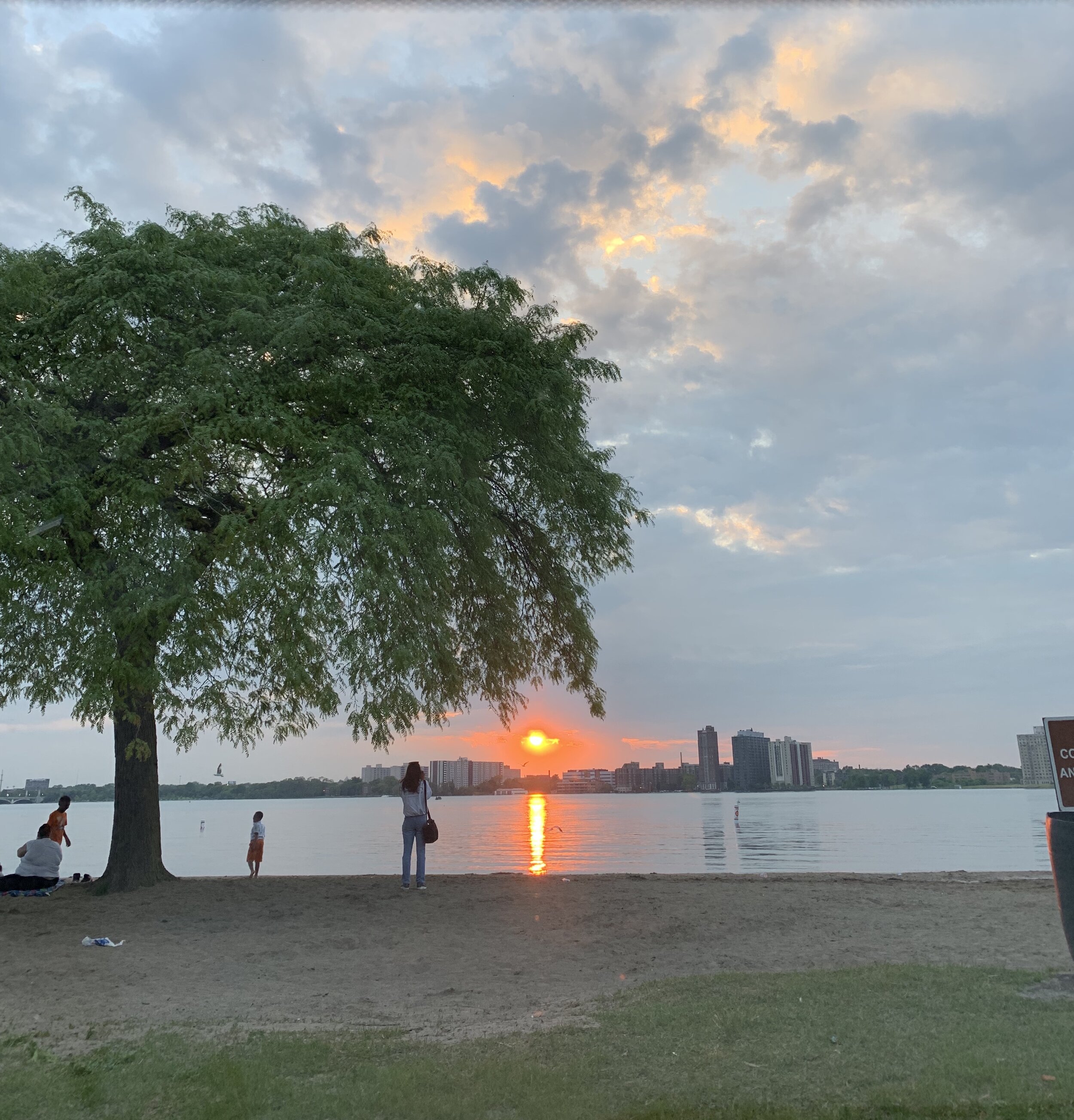 Detroit Belle Isle Park Beach ~ Summer Sunset by JW M.