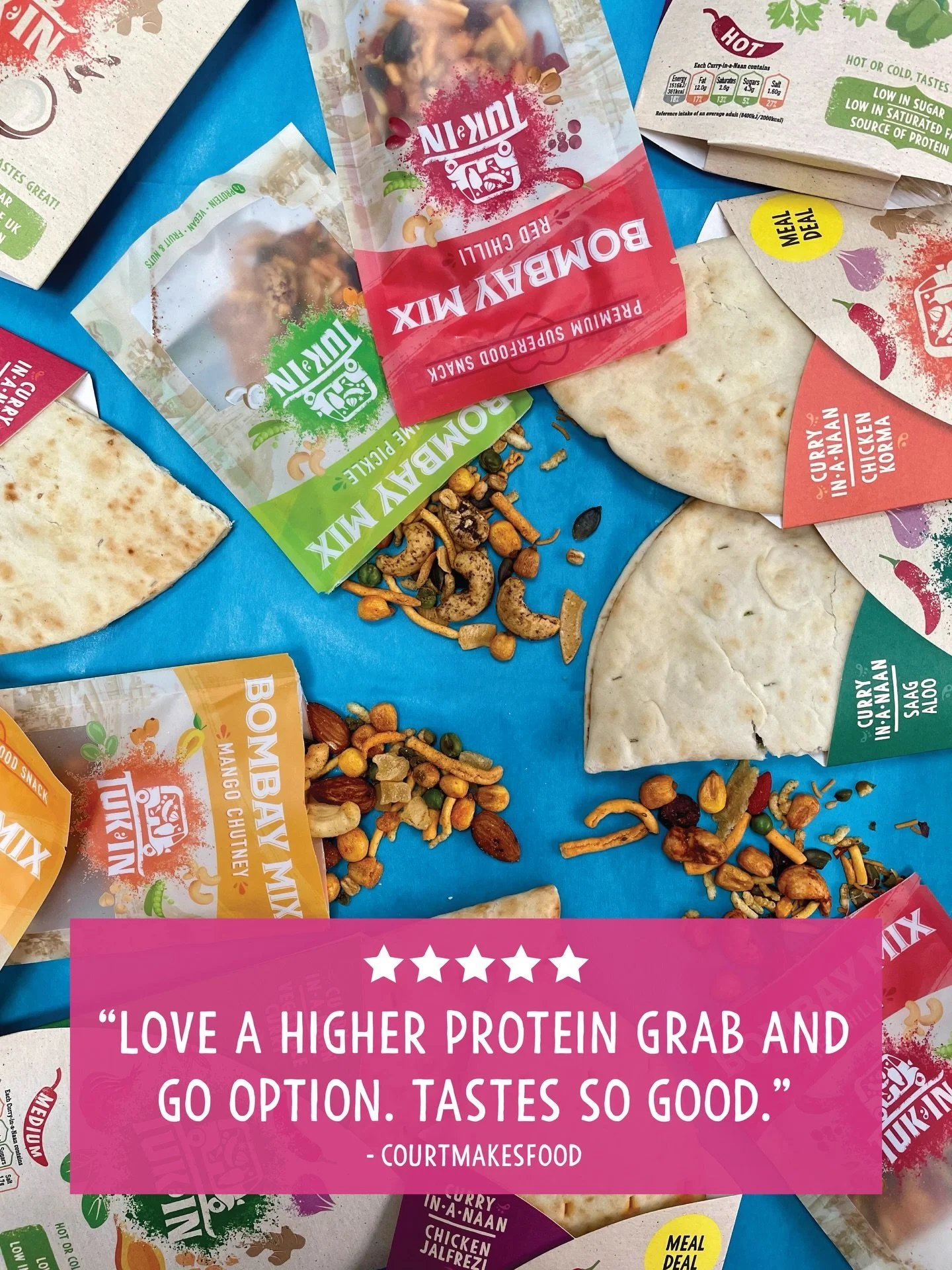 Big flavour, bold bites 🔥🥙 Snack smarter with Tuk In&rsquo;s Bombay Mix and Curry in a Naan range packed with flavour, spice, and that extra protein boost to keep you going. Perfect for on the go, lunch breaks, or anytime the cravings hit 💪✨
&bull