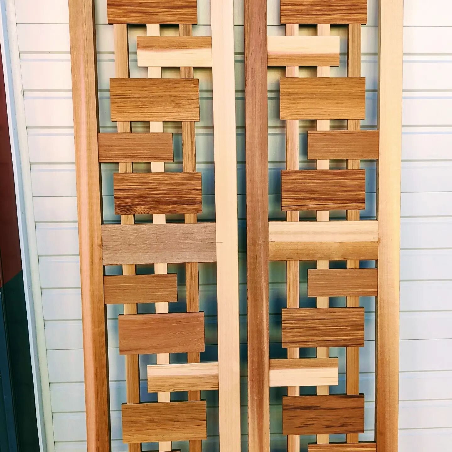 A custom order from a client wanting to use our Jigsaw Gate design for an interior  application  in their MCM house. Our designs translate easily into screens and room dividers as well!