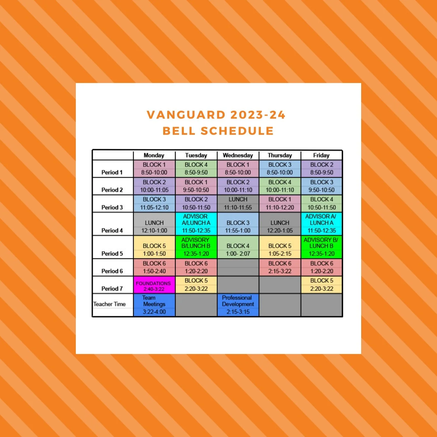 Bell & Calendar Schedule โ Vanguard High School NYC