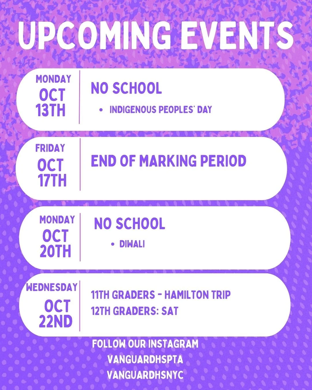 October upcoming events