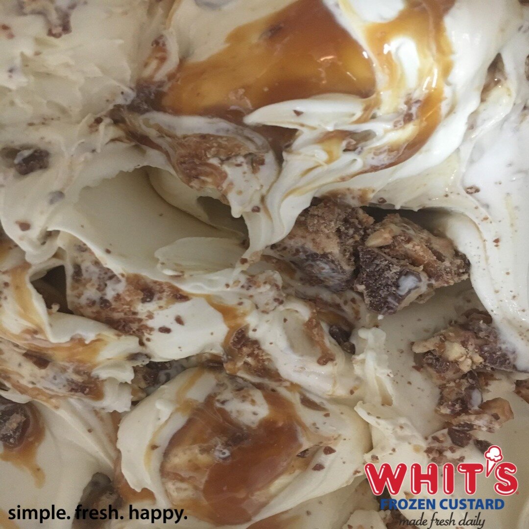 Kick it up a notch with Snicker Kicker. Vanilla Custard loaded with crushed Snickers&reg; bars and delicious Caramel Swirls. (Check your local Whit's for participation).
#Whits #FrozenCustard #WhitsFrozenCustard #madefreshdaily #simplefreshhappy #cus