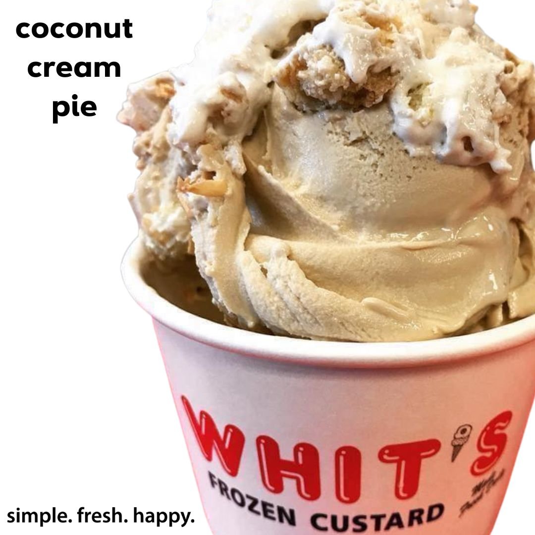 Happy National Coconut Cream Pie Day! 🎉 Indulge in a slice of pure tropical bliss with our Coconut Cream Pie: Toasted Coconut Custard with scrumptious Coconut Cream Pie Chunks and a sprinkle of Toasted Coconut Flakes! (Check your local Whit's for pa