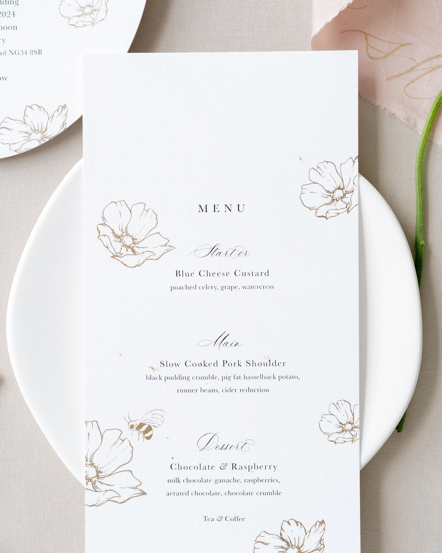 Menus are the perfect way to tie in your wedding theme or style. Plus it makes your tables so beautiful and is a talking point! 

#wedding #weddingday #weddingstationery #weddinginvitations #weddinginvites #foilinvitations #foiling #weddinginspiratio