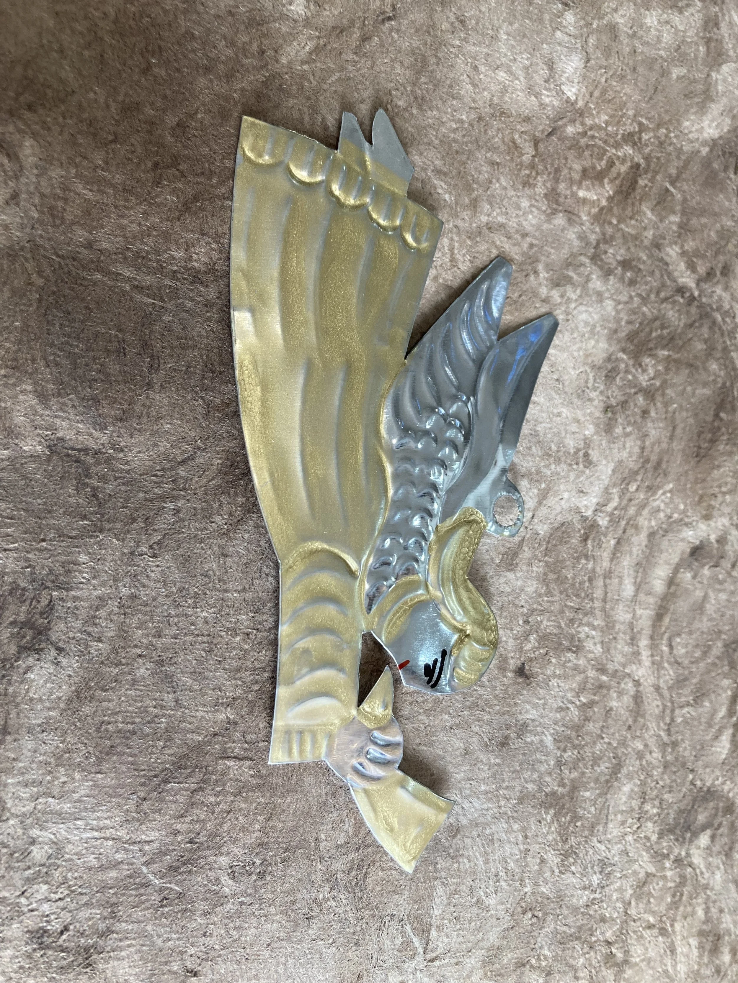 Mexican Tin ornament -Angel with horn