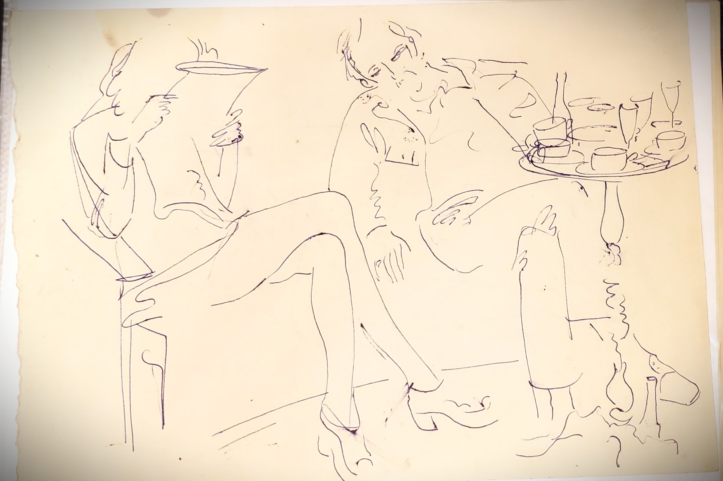 Artist Laima Eglīte’s drawings of Zenta Dzividzinska and Juris Tīfentāls