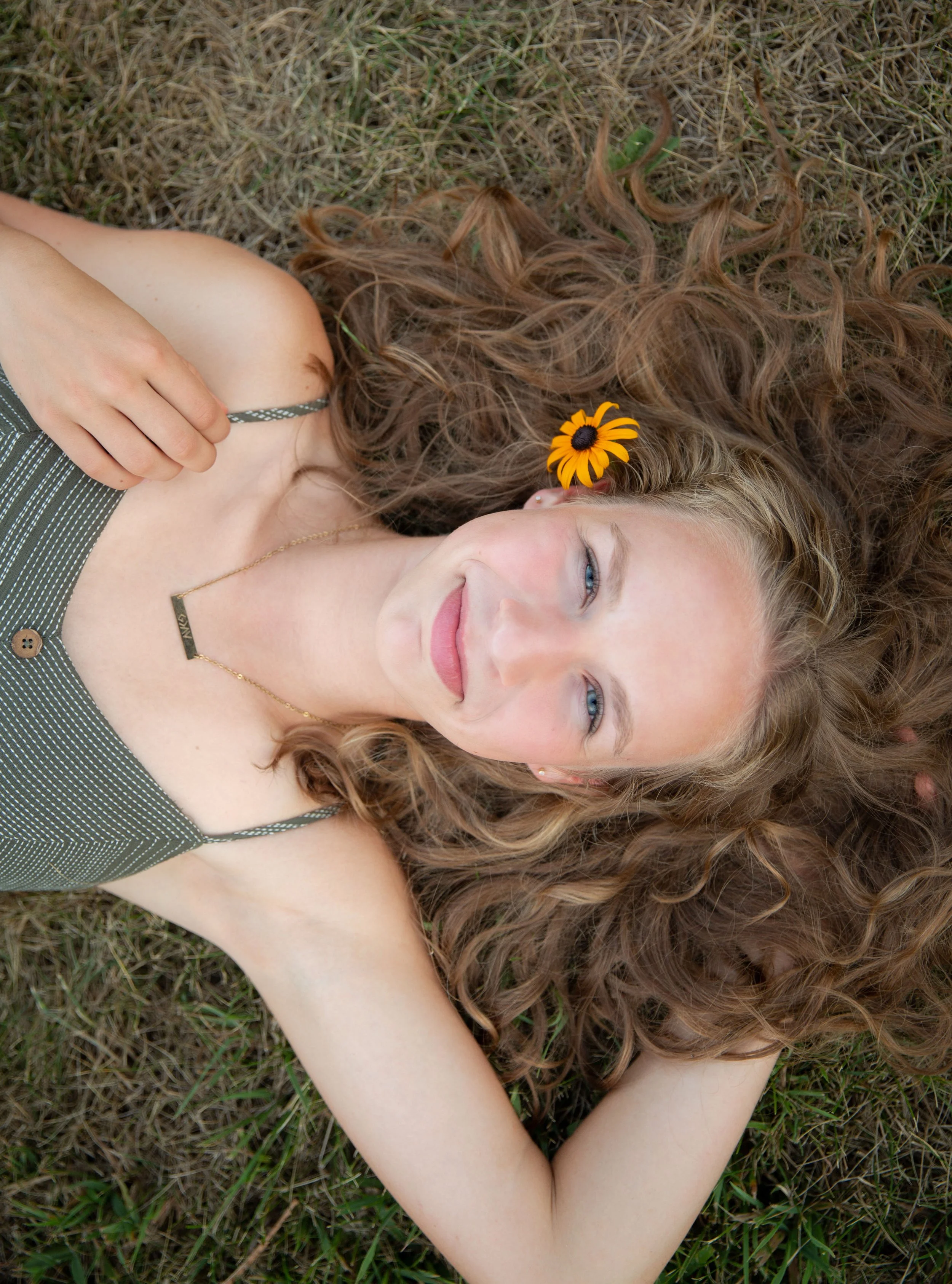 maple grove senior photographer flower in hair dayton