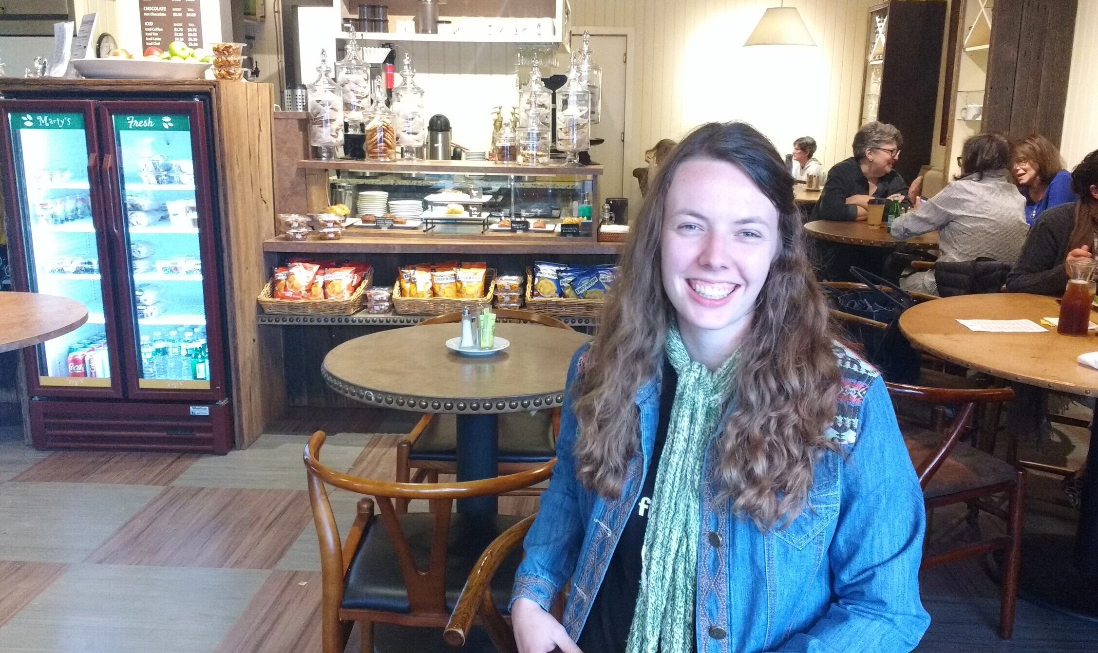 Me being super cool in my “Gilmore Girls” outfit at the café in Washington Depot, CT.