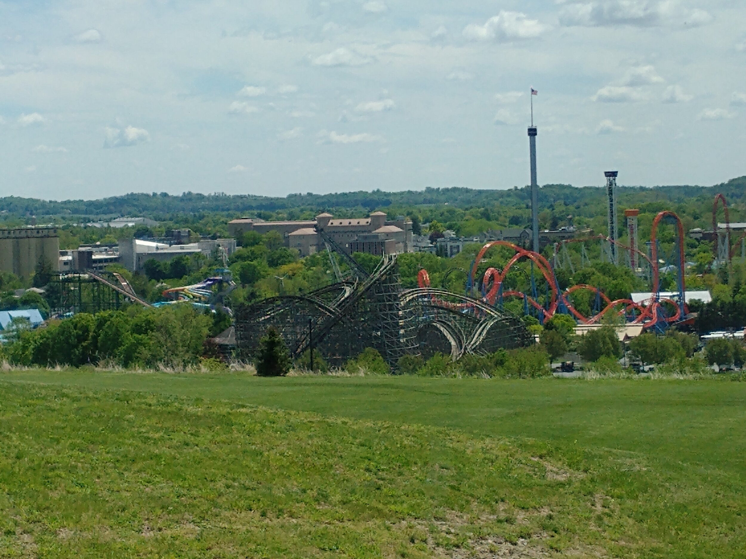 A view of some of Hershey Park’s many roller coasters.