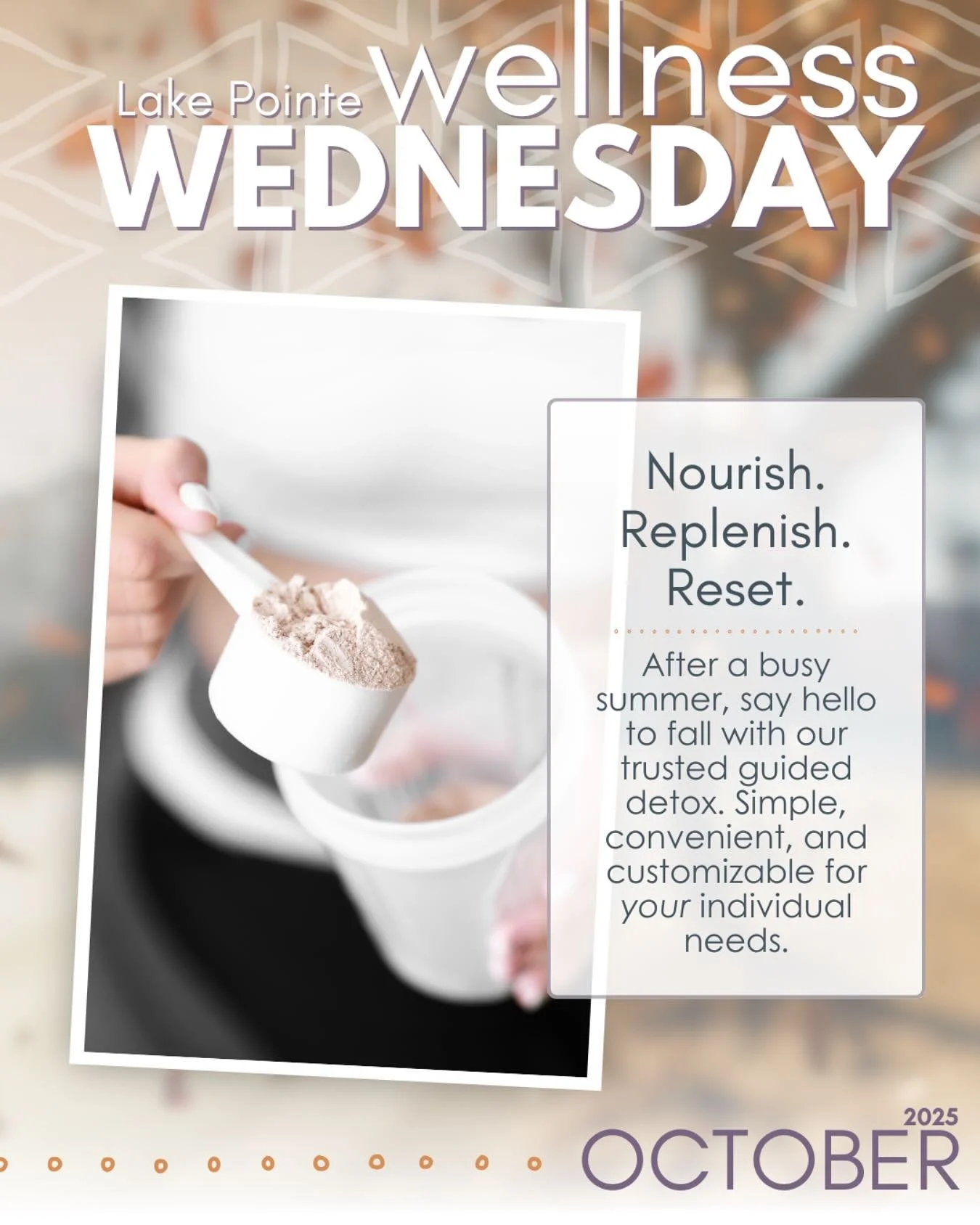 For the month of October, we&rsquo;ll be breaking down Lake Pointe&rsquo;s tried and true #Detox program every #wellnesswednesday. Simple, adaptable, and effective, this week-long cleanse is designed to help your body rid toxins and reset for wellnes