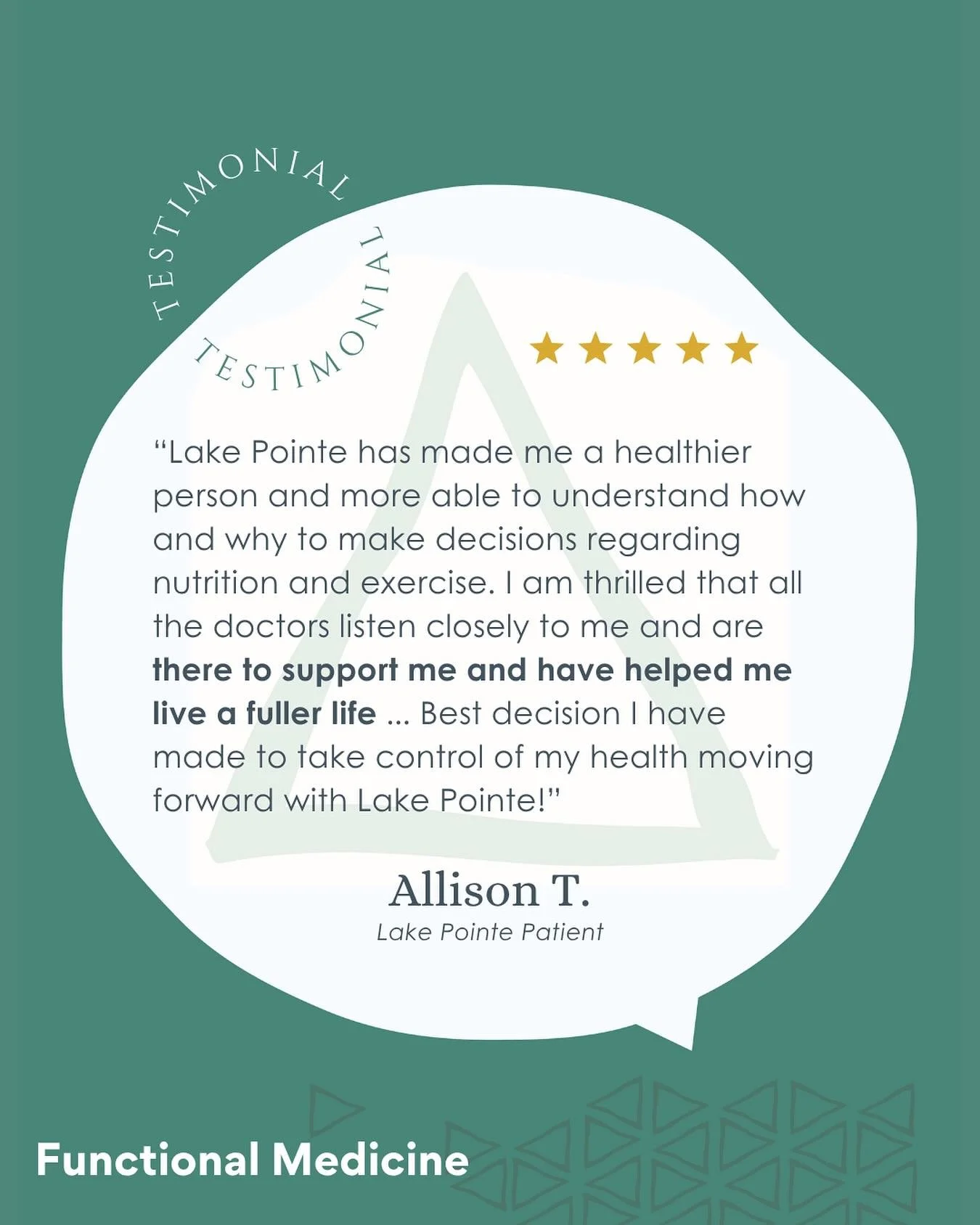 With functional medicine, we learn the root of your health concerns to effectively treat the whole self. Knowing your body and prioritizing its health is important to you, so it&rsquo;s important to us. #lpwellness #tuesdaytestimonial #bewell