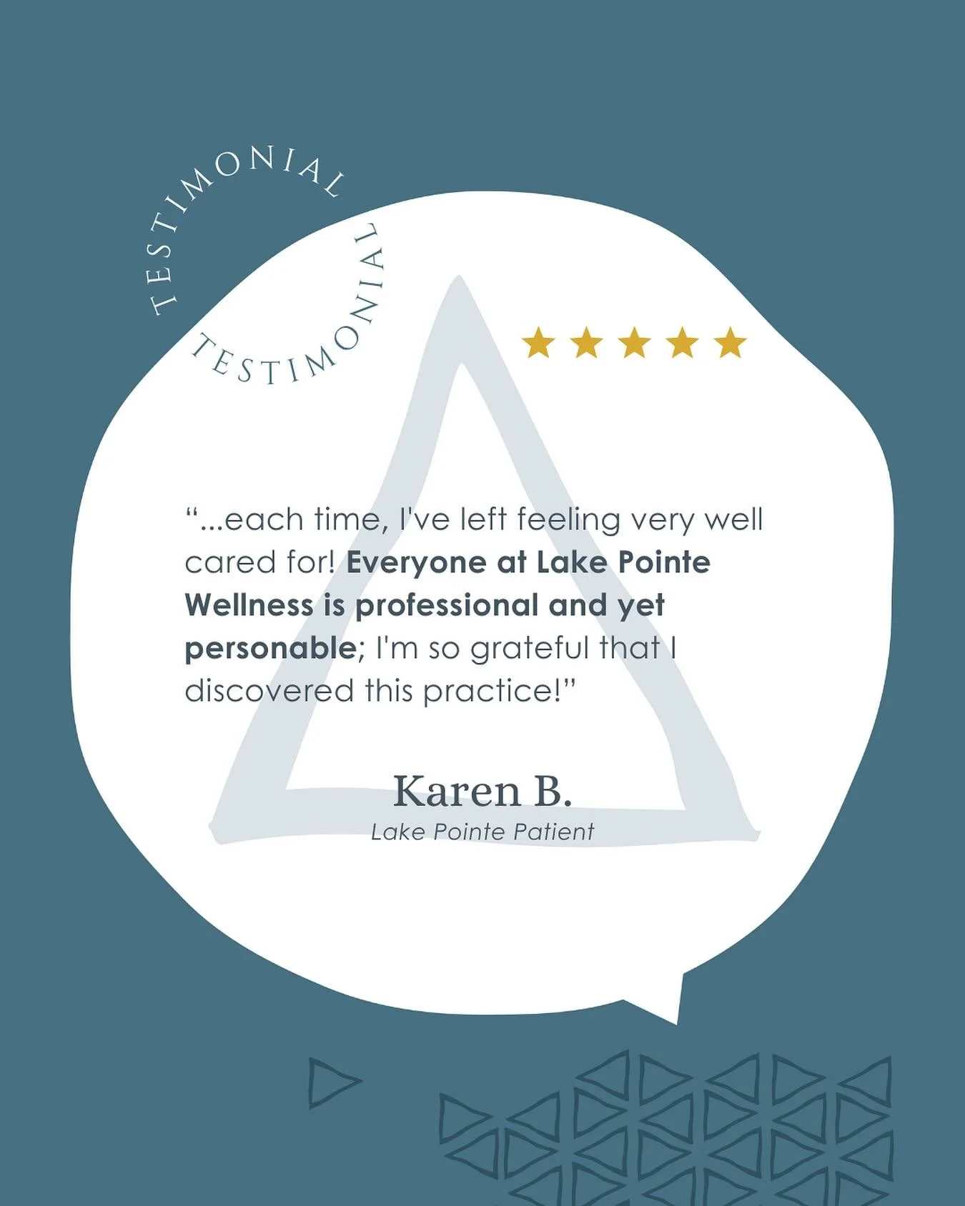 We love taking care of you! We&rsquo;re always grateful for our Lake Pointe family. #lpwellness #tuesdaytestimonial #bewell