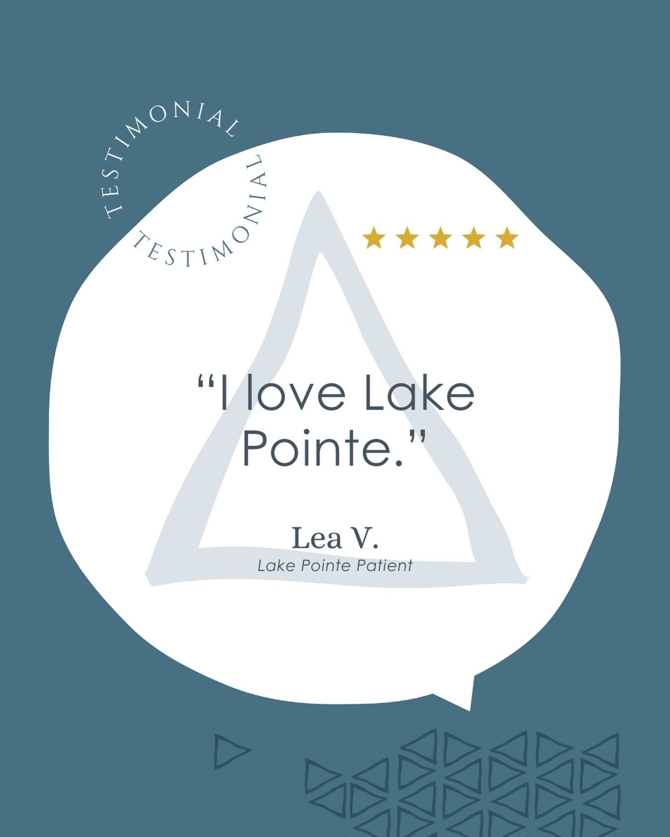 The feeling is mutual! Happy belated Valentine&rsquo;s Day from your friends at Lake Pointe 🤍 #bewell #lpwellness #tuesdaytestimonial
