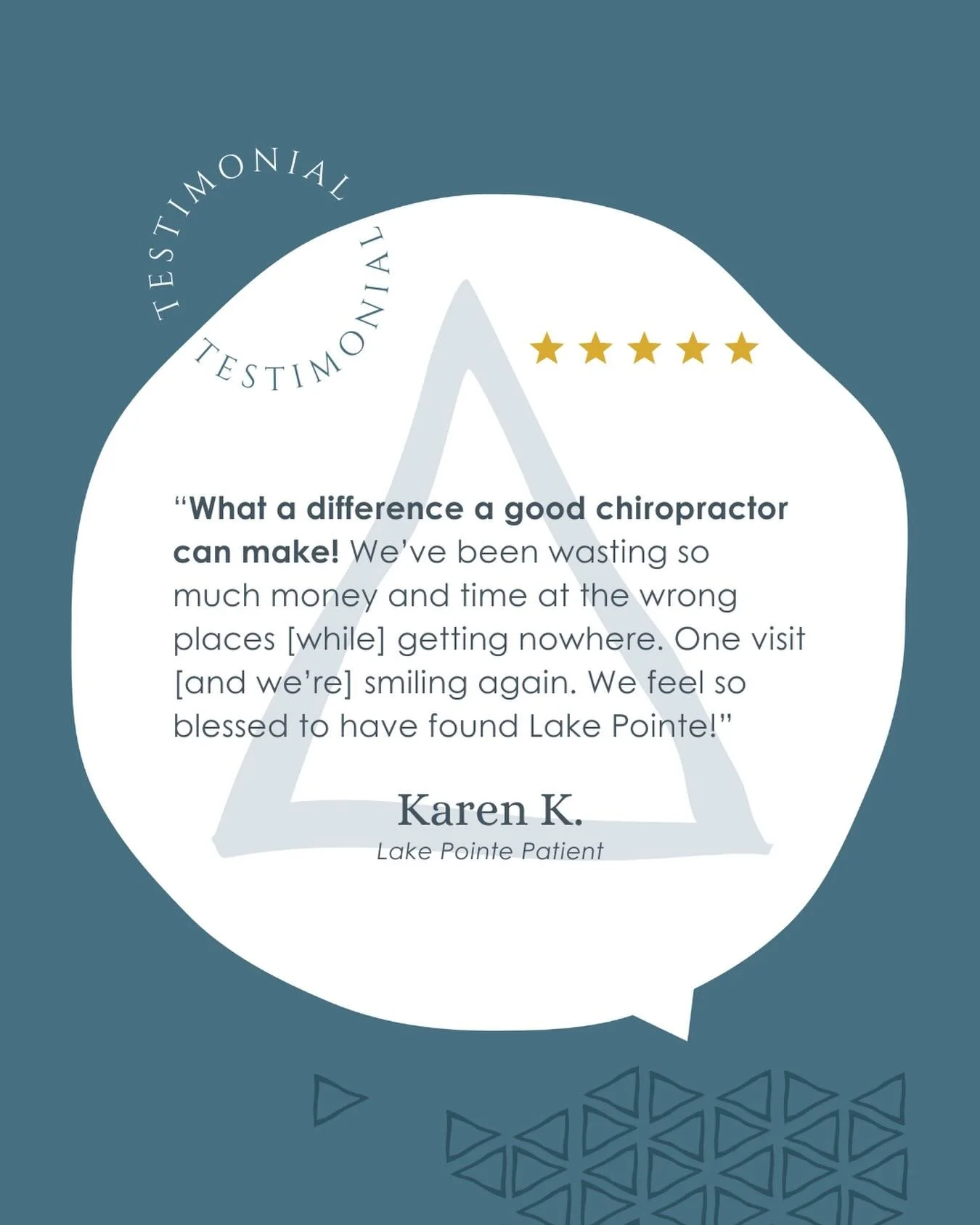 We know your time and health are valuable. At Lake Pointe, we promise to honor both. #bewell #lpwellness #tuesdaytestimonial