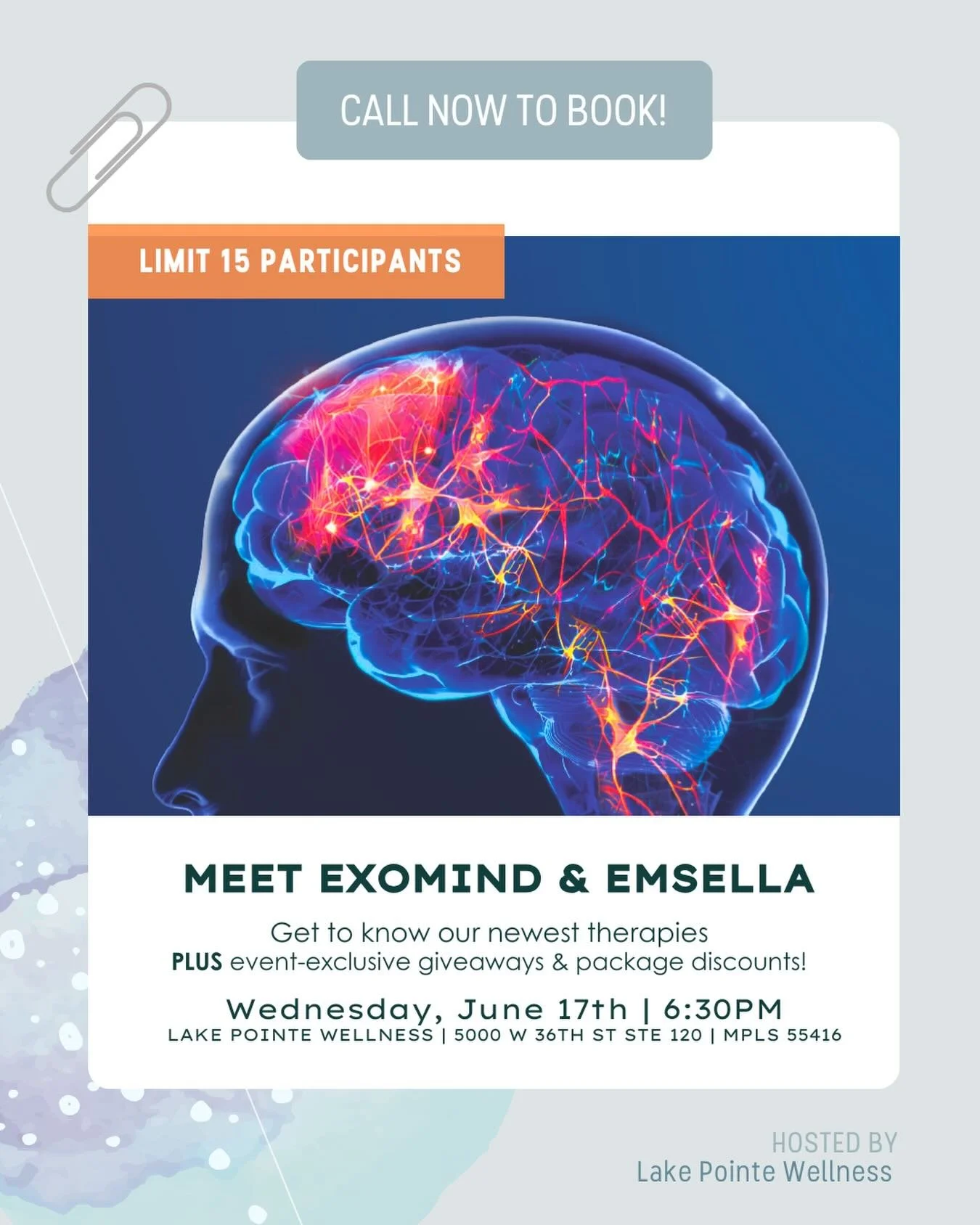 Join us this June and get acquainted with Lake Pointe&rsquo;s newest therapies, #EXOMIND and #Emsella from @btlaesthetics! Designed to be non-invasive and drug-free, both EXOMIND and Emsella are walk-in and walk-out procedures for mind and body. Come