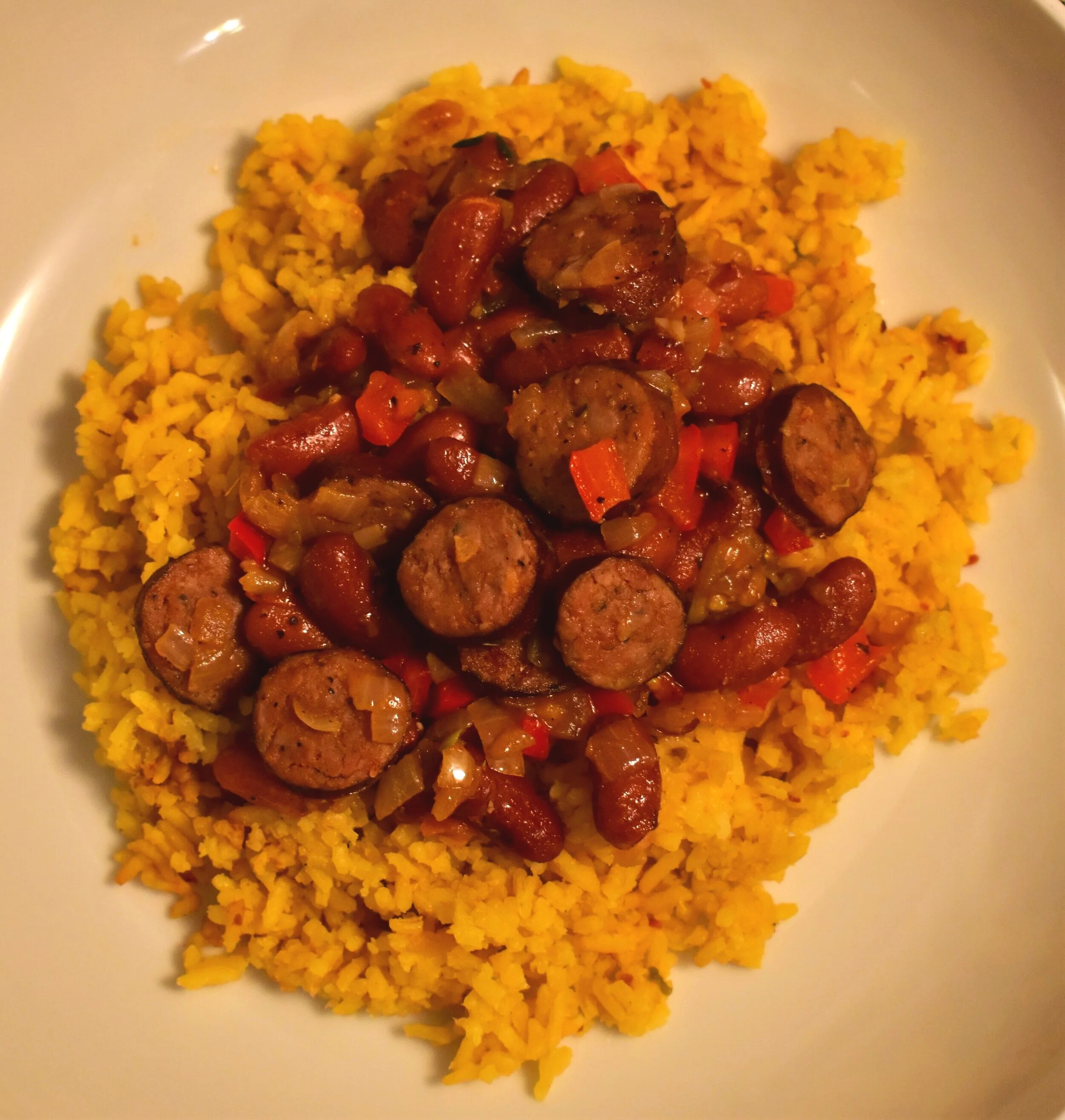 Spicy Andouille Sausage with Yellow Rice