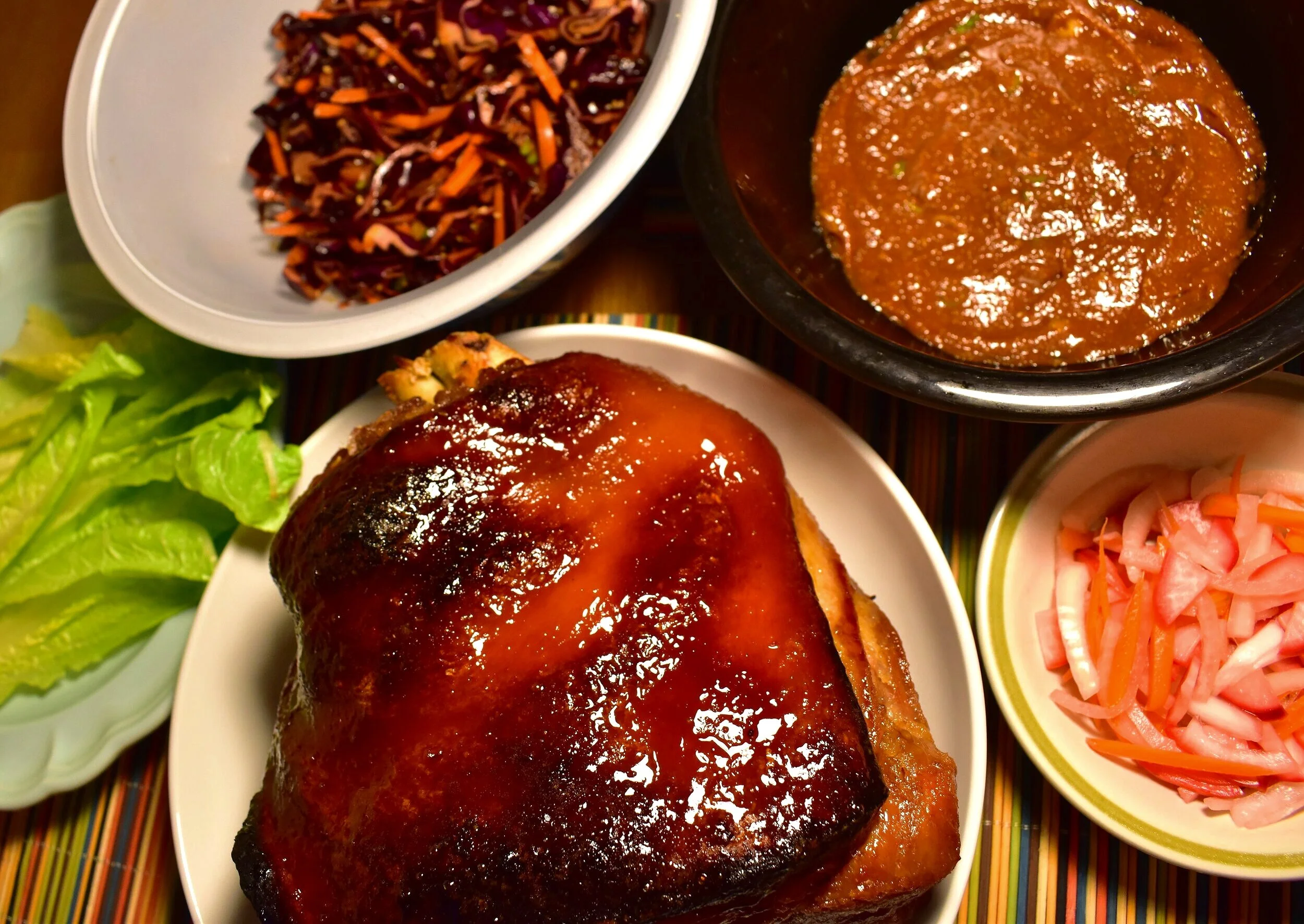 Korean Bo Ssam Wraps with Spicy Korean Coleslaw