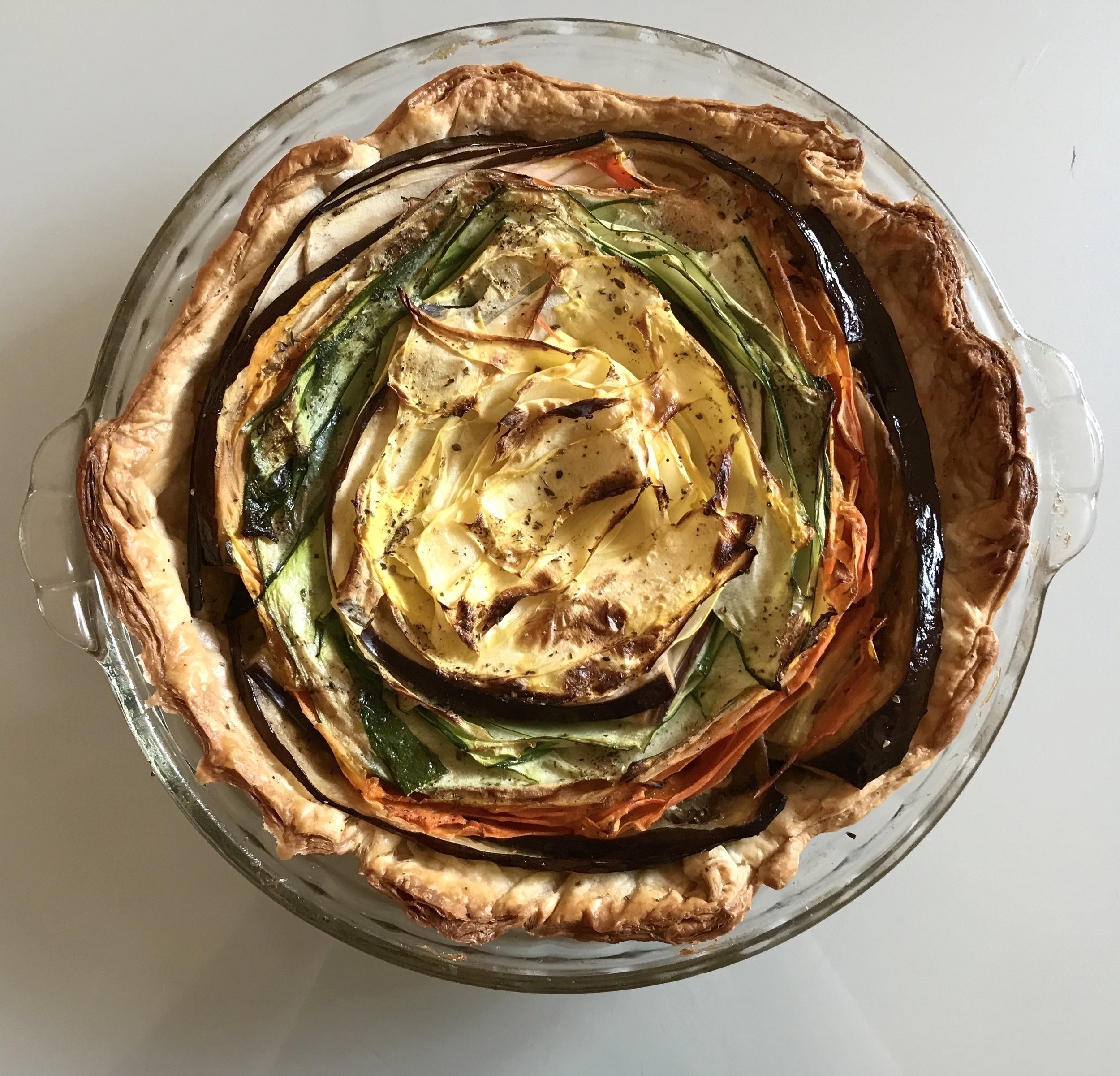 Rainbow Veggie and Pesto Tart