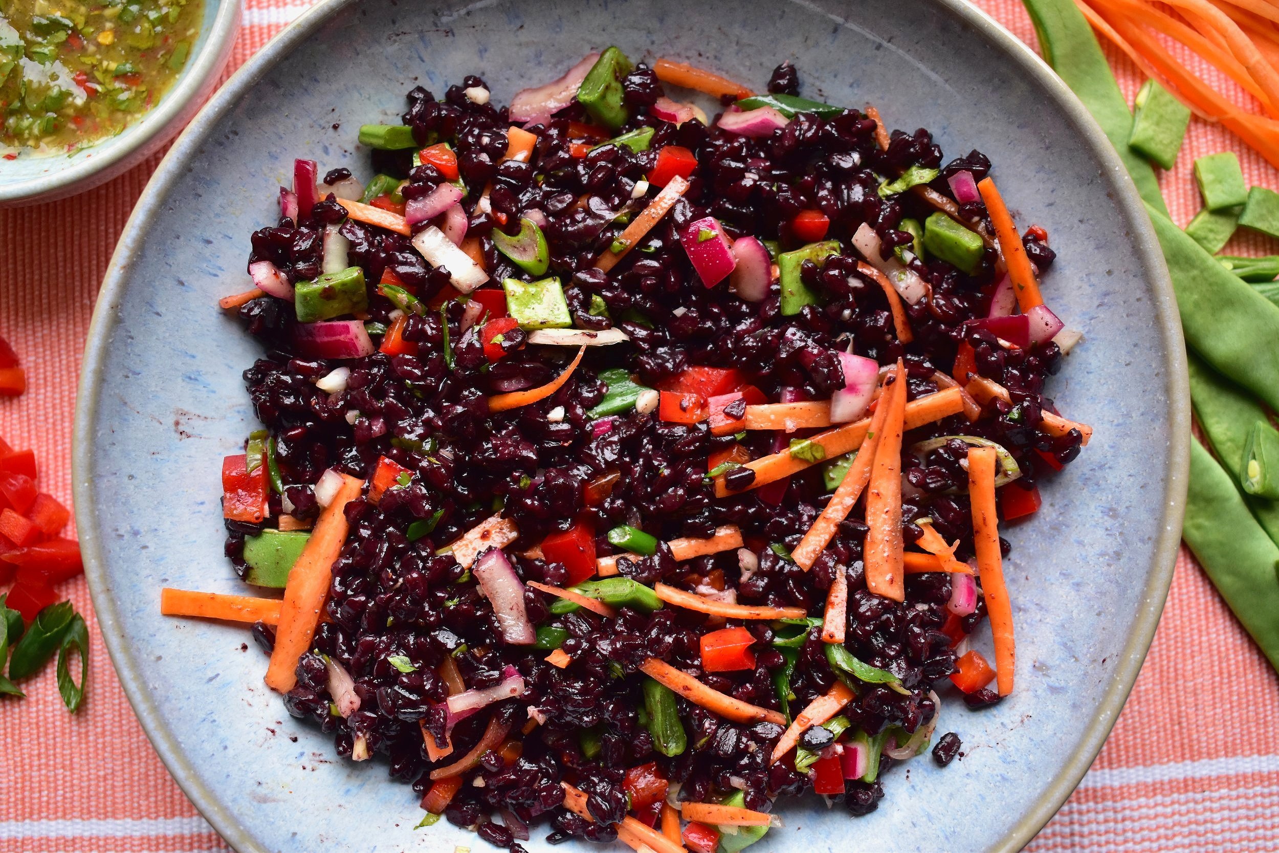 Forbidden Rice Veggie Bowl with Chili-Garlic Sauce