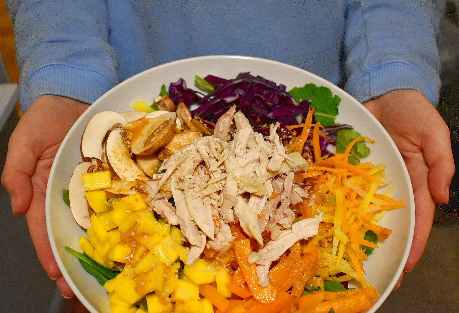 Thai Red Cabbage Salad with Chicken and PeanutGinger Dressing — Simon