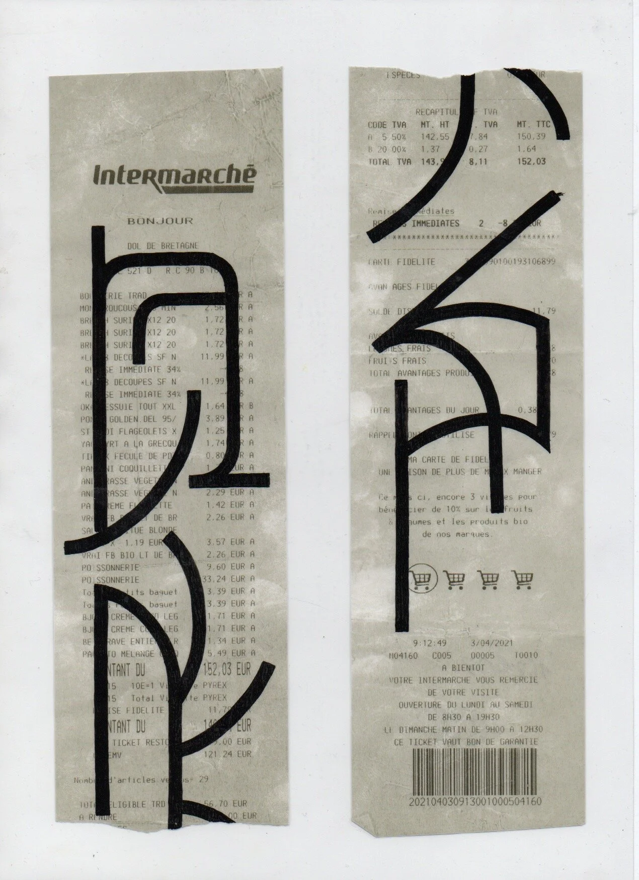 Ticket GRANDE SURFACE. Ivan Le Pays. 152,03 €