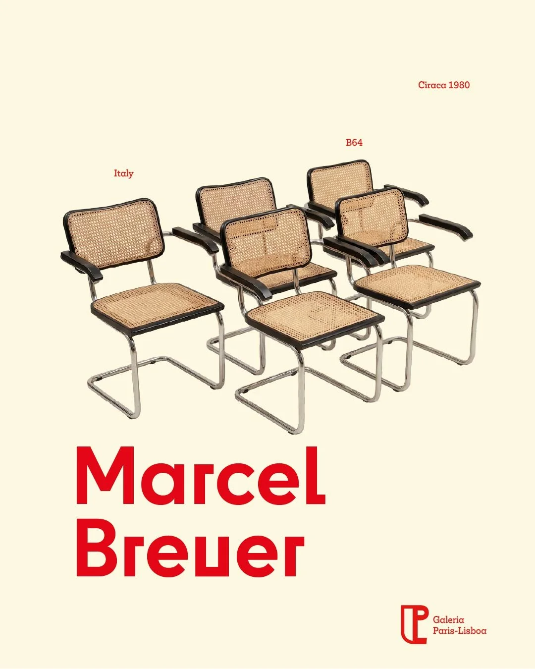 Lot de 5 chaises B64 de Marcel Breuer, finition noire, en bon &eacute;tat g&eacute;n&eacute;ral.
Pi&egrave;ces disponibles &agrave; Paris.

Ic&ocirc;ne du design Bauhaus, structure en tube d&rsquo;acier chrom&eacute; et assise cann&eacute;e.
Prix du 