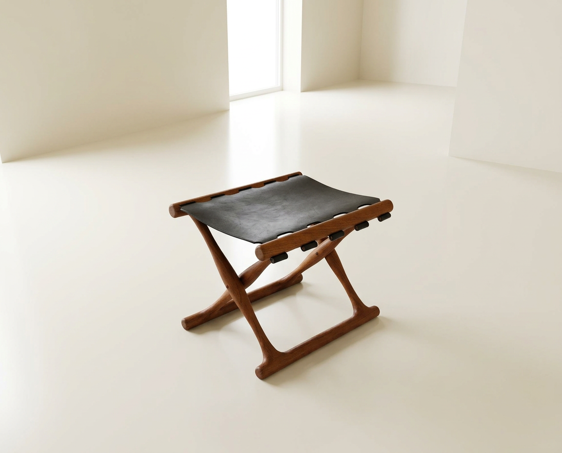 Tabouret Pliant "Guldhøj" par Poul Hundevad (Édition Originale, Années 1960).
