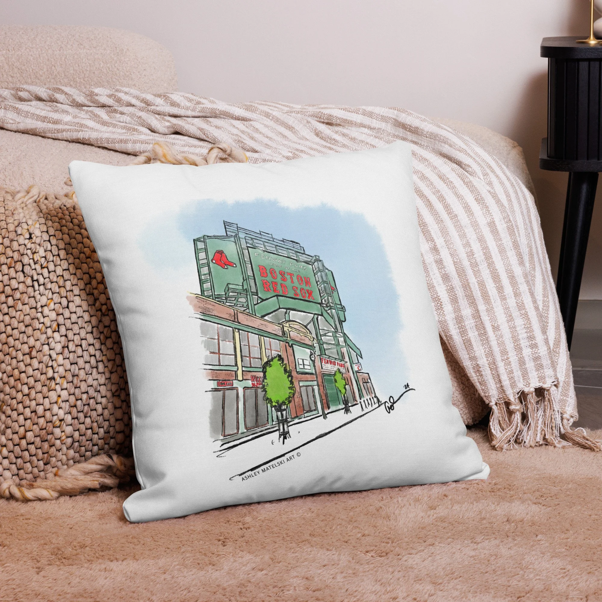 Fenway Park Premium Pillow 22x22 | Ashley Matelski Art