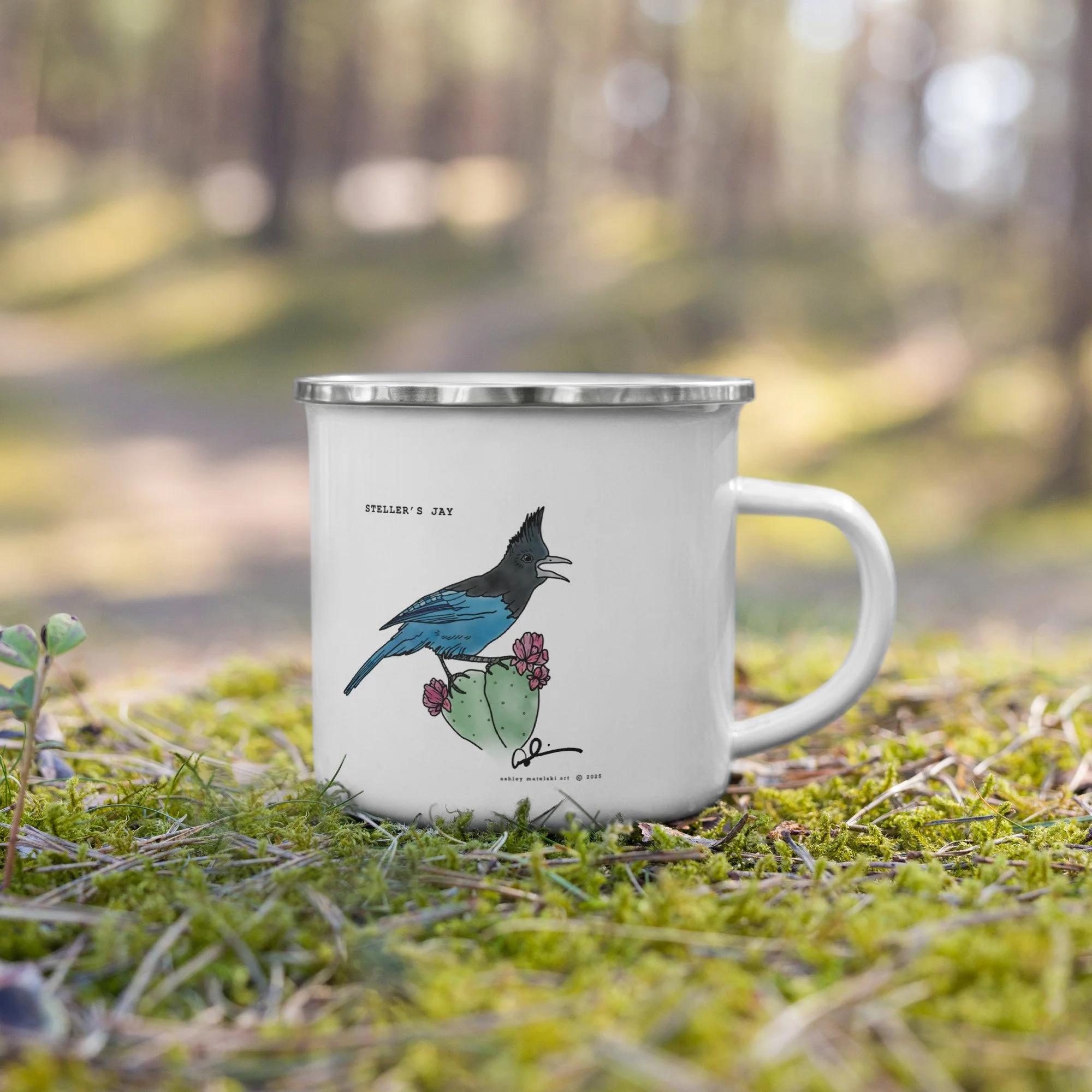Stellar’s Jay Camp Mug | Ashley Matelski Art