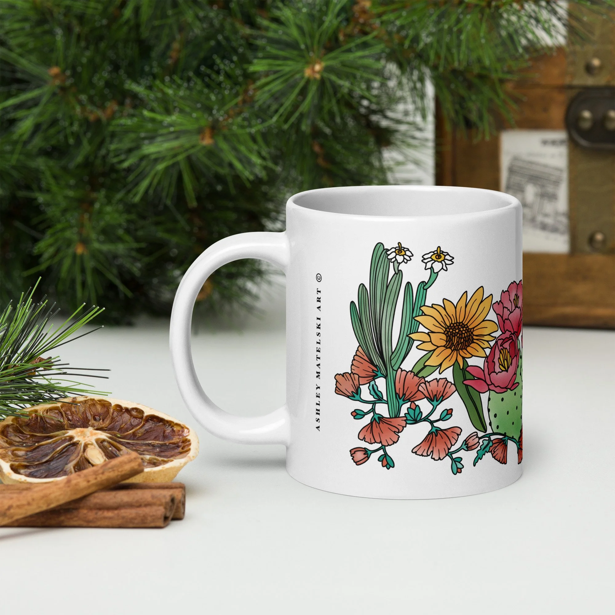 Desert Floral Mug 20 oz | Ashley Matelski Art