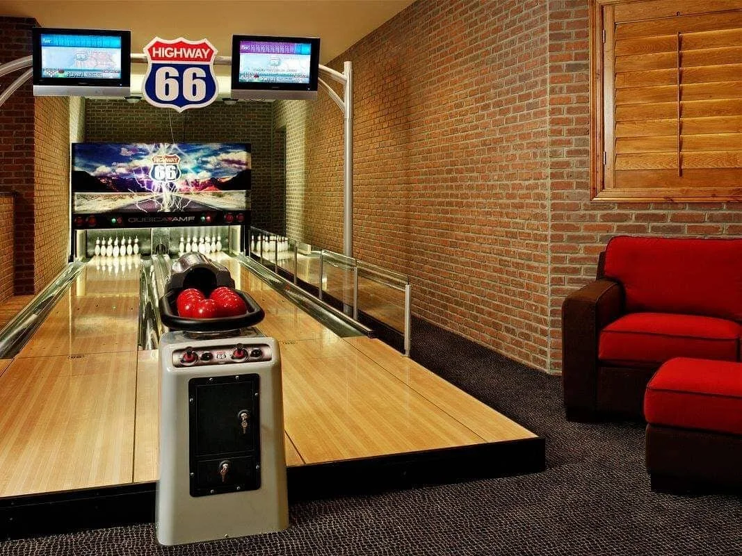 With everything closed or cancelled, wouldn't you love to have this in your basement?! Jealous of our clients custom bowling alley. #goals 
#dreambasement #basementgoals  #bowlingalley #denverinteriordesign #denverdesigner