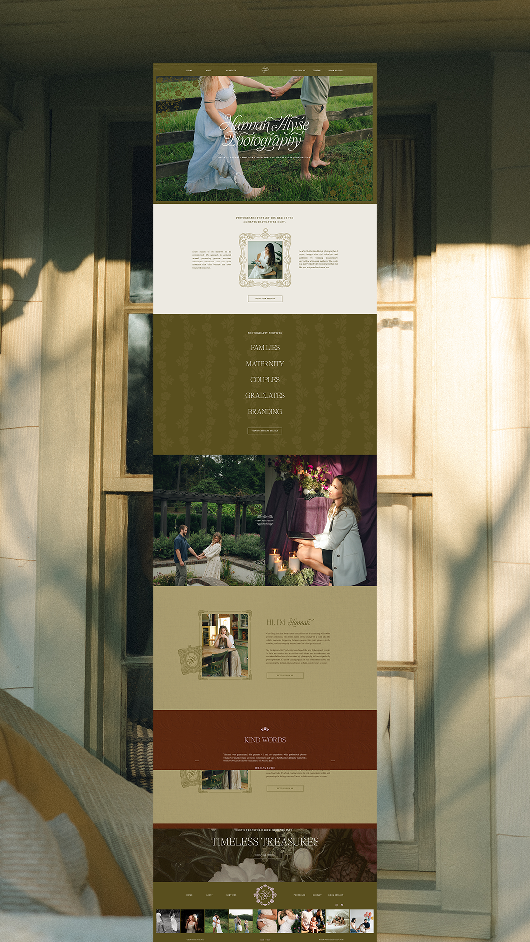 Custom Showit website design mockup for Hannah Alyse Photography portfolio